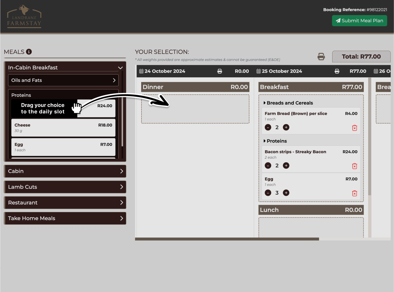 mealplanner Landrani Farmstay Mealplanner